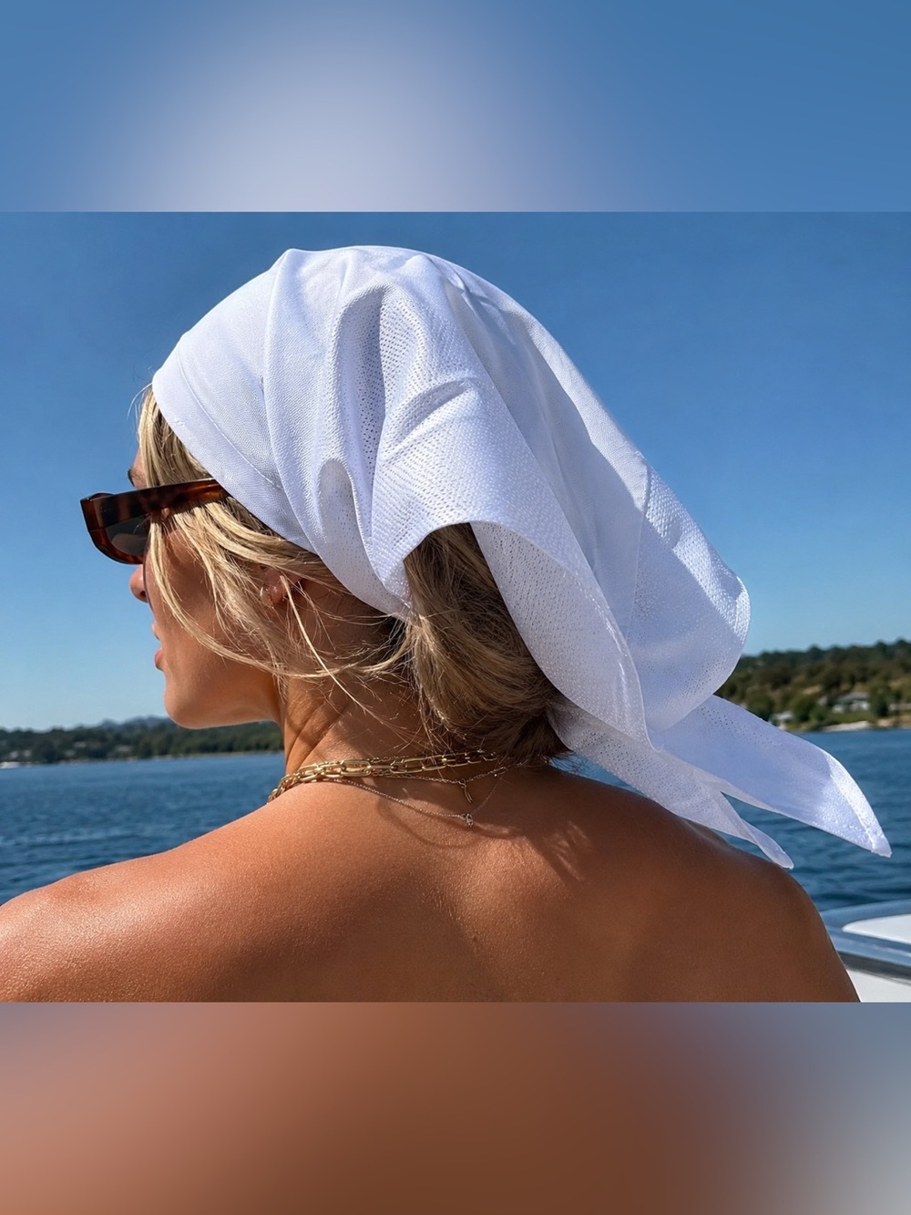 NWT Coolibar White UPF Sun Protection Head Scarf/ Sun Veil Lightweight One Size